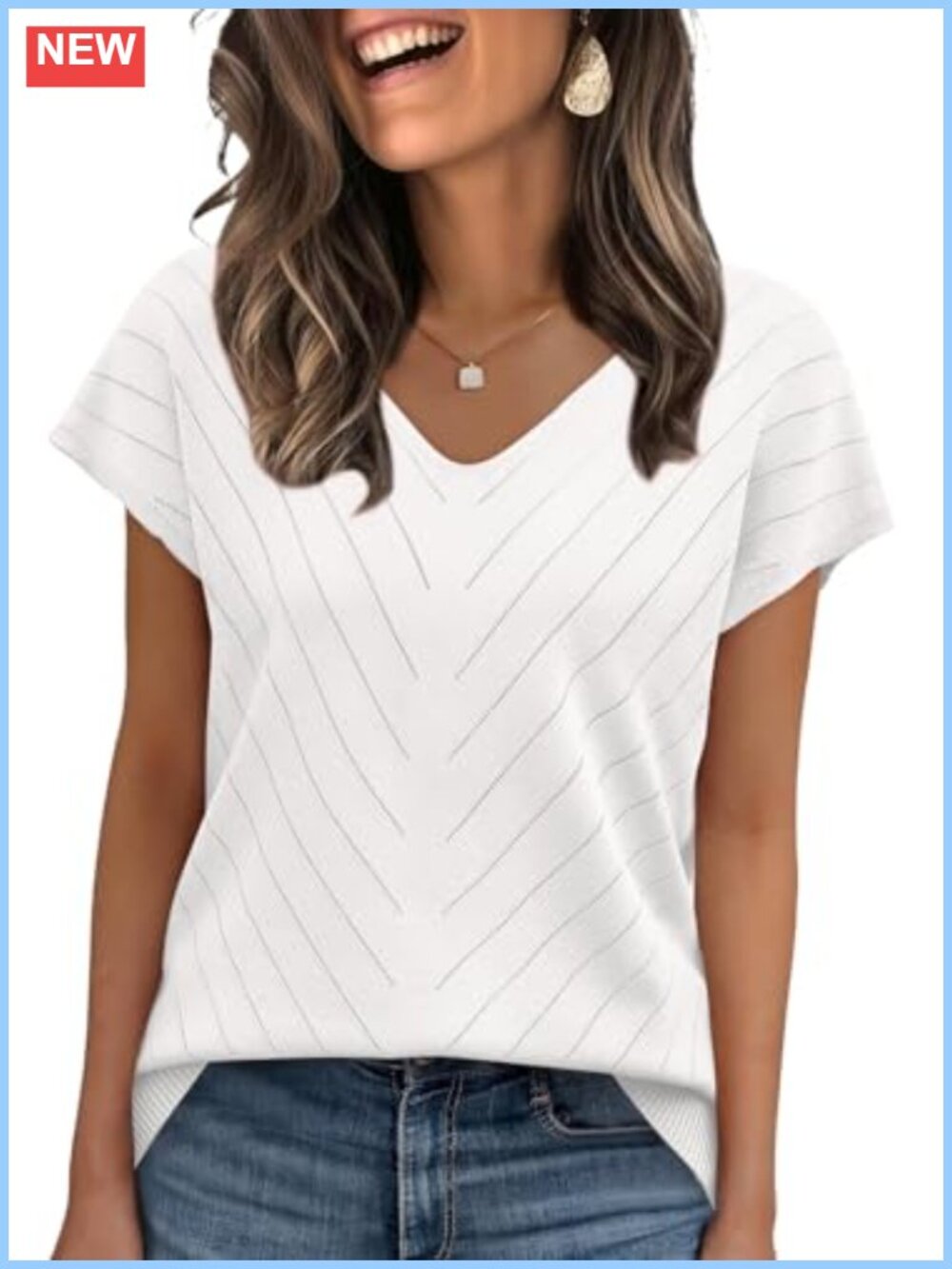 Womens V Neck Cap Sleeve Knit Sweater Lightweight Summer Top